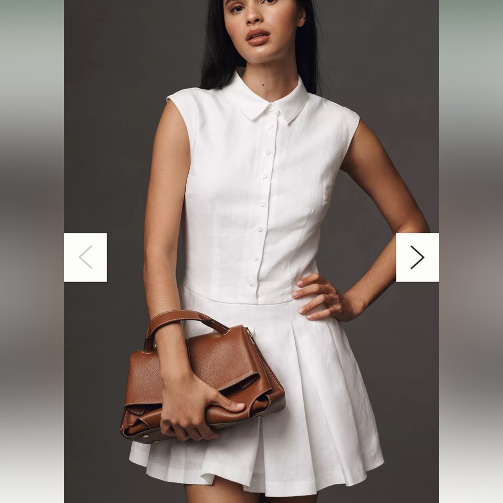 Reformation Arella Linen Mini Dress Size 6 Color: White NWT - Picture 1 of 7